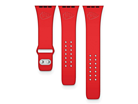 Gametime Kansas City Chiefs Red Debossed Silicone Apple Watch Band 42/44mm M/L. Watch not included.