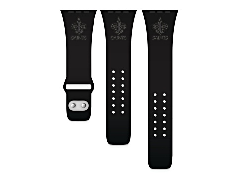 Gametime New Orleans Saints Debossed Silicone Apple Watch Band (42/44mm M/L). Watch not included.