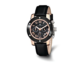 Charles Hubert Rose IP-plated Stainless Steel Black Dial Chronograph Watch