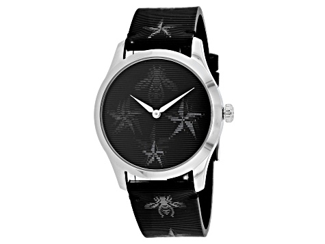 Gucci G-Timeless 38mm Black Leather Strap Black Dial Quartz  display picture 1