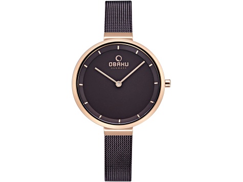Obaku Women's Walnut Black Dial, Gray Stainless Steel Watch