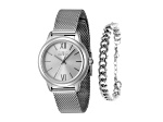 Invicta Angel 30mm Stainless Steel Mesh Band Quartz Watch and Bracelet Set