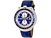 Adee Kaye Men's Muscle-G1 Blue Dial, Blue Leather Strap Watch