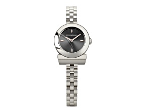 Gancini Watch 22.5MM Stainless Steel Case Black Sunray Dial Stainless Steel Bracelet