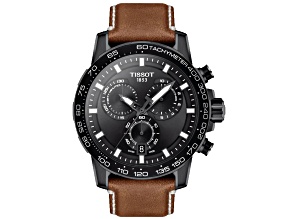 Tissot Supersport 46mm Brown Leather Strap Chronograph Quartz Watch