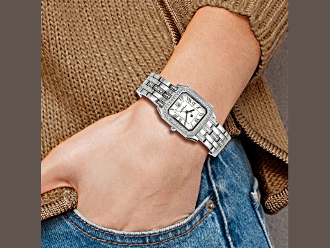 Charles Hubert Ladies Stainless 26x32mm Crystal Bezel Watch