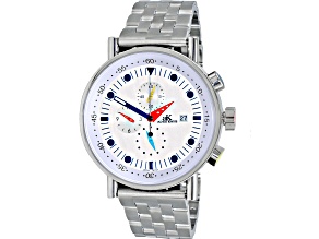 Adee Kaye Men's Mando-Mb White Dial, Stainless Steel Bracelet Watch