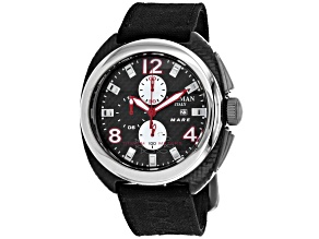 Locman Men's Classic Black Dial White Bezel Black Leather Strap Watch