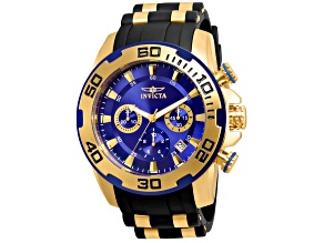 Invicta Pro Diver 50mm Blue  Dial Silicone Stainless Steel Band Quartz Watch