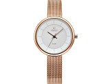 Obaku Women's Lys White Dial Rose Stainless Steel Mesh Band Watch