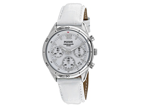 Pulsar Women's Classic White Leather Strap Watch