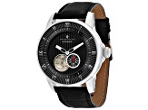 Christian Van Sant Men's Viscay Black Dial, Black Leather Strap Watch