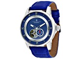 Christian Van Sant Men's Viscay Blue Dial, Blue Leather Strap Watch