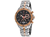 Mathey Tissot Men's Bolton Black Dial Rose Bezel Two-tone Stainless Steel Watch