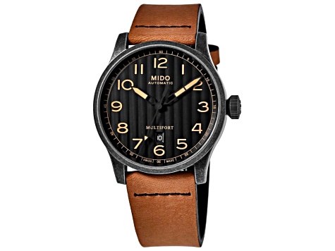 Mido Men's Multifort 44mm Automatic Watch, Brown Leather Strap