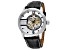 Stuhrling Men's Legacy White Dial with Blue Accents, Black Leather Strap Watch