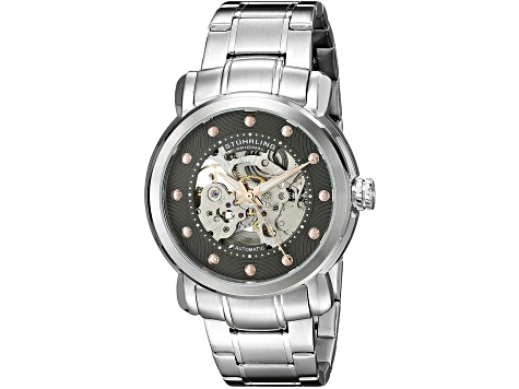 Stuhrling Men's Legacy Black Dial, Gray Stainless Steel Watch