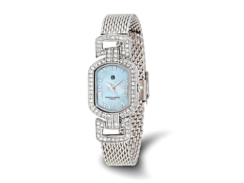 Charles Hubert Blue MOP Dial with Stainless Steel Mesh Band Watch