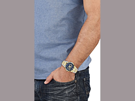 Ferragamo Sapphire Watch 41mm Two-tone Case Blue Guilloché Dial
