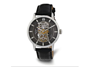 Charles Hubert Stainless Black Skeleton Dial Automatic Watch