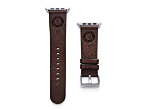 Gametime MLB Seattle Mariners Brown Leather Apple Watch Band (42/44mm S/M). Watch not included.