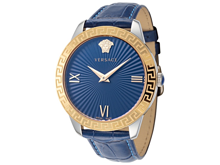 Versus Versace Mens Fashion Watch. Colonne Collection. Adjustable Genuine  Leather Style Strap. Large Enamel Dial Case