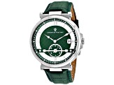 Christian Van Sant Men's Clepsydra Green Dial, Green Leather Strap Watch