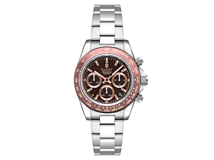 Duxot Accelero Brown Dial Brown Bezel White Stainless Steel Band