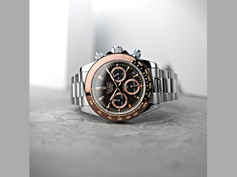 Duxot Accelero Brown Dial Brown Bezel White Stainless Steel Band