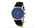 Charles Hubert Men's Stainless Steel Blue Dial Dual Time Watch