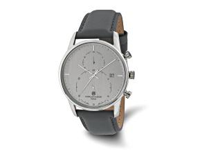 Charles Hubert Men's Stainless Steel Grey Dial Dual Time Watch