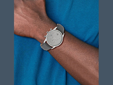 Charles Hubert Men's Stainless Steel Grey Dial Dual Time Watch