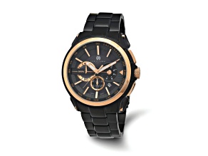 Charles Hubert Black IP-plated Stainless Steel Chronograph Black Dial Watch