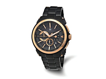 Picture of Charles Hubert Black IP-plated Stainless Steel Chronograph Black Dial Watch