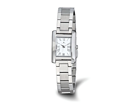 Ladies Charles Hubert Stainless Steel White Dial 20mm Rectangular Watch