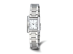 Ladies Charles Hubert Stainless Steel White Dial 20mm Rectangular Watch