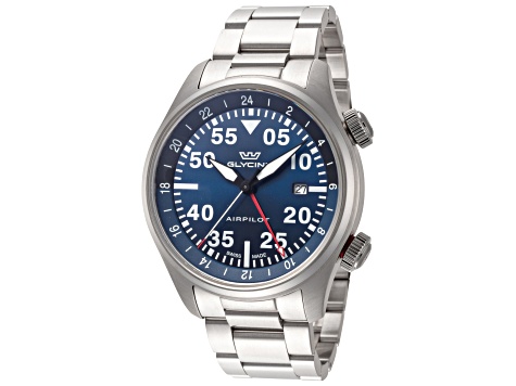 Glycine Men's Airpilot GMT 44mm Quartz Blue Dial Stainless Steel Watch