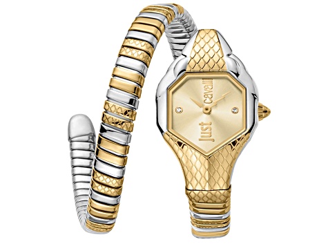 Just Cavalli Women's Snake Yellow Dial, Two-tone Stainless Steel Watch