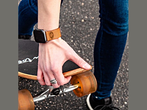 Gametime San Francisco 49ers Leather Band fits Apple Watch (42/44mm S/M Tan). Watch not included.