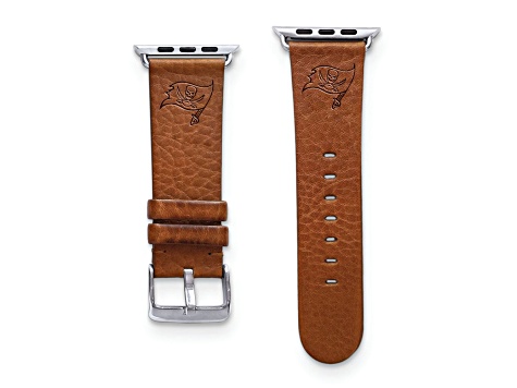 Gametime Tampa Bay Buccaneers Leather Band fits Apple Watch (42/44mm S/M Tan). Watch not included.