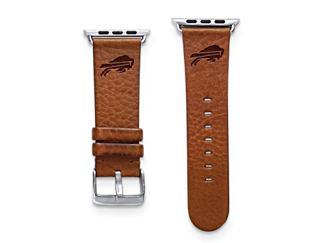 Gametime Buffalo Bills Leather Band fits Apple Watch (42/44mm S/M Tan). Watch not included.