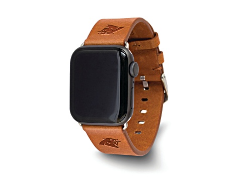 Gametime Carolina Panthers Leather Band fits Apple Watch (42/44mm S/M Tan). Watch not included.