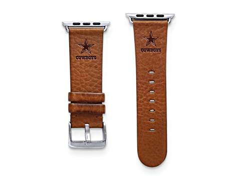 Gametime Dallas Cowboys Leather Band fits Apple Watch (42/44mm S/M Tan). Watch not included.