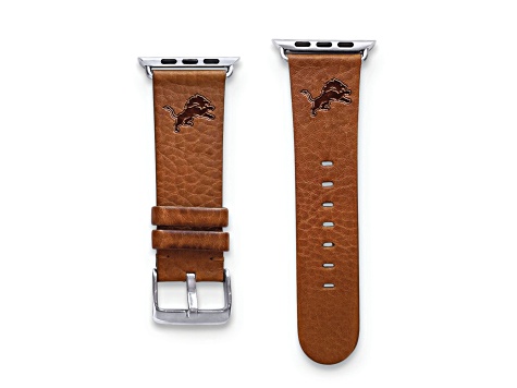 Gametime Detroit Lions Leather Band fits Apple Watch (42/44mm S/M Tan). Watch not included.