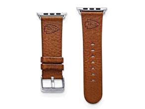 Gametime Kansas City Chiefs Leather Band fits Apple Watch (42/44mm S/M Tan). Watch not included.