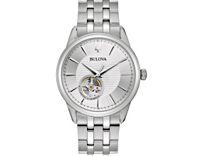 Bulova Men's Classic White Dial Stainless Steel Watch