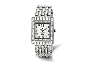 Charles Hubert Ladies Stainless Steel Crystal Bezel 27x32mm Watch