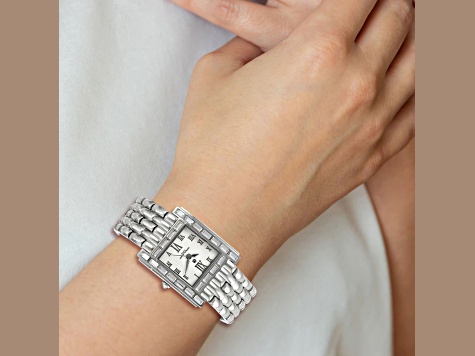 Charles Hubert Ladies Stainless Steel Crystal Bezel 27x32mm Watch
