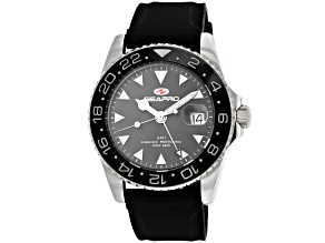 Seapro Men's Agent GMT Gray Dial Black Rubber Strap Watch