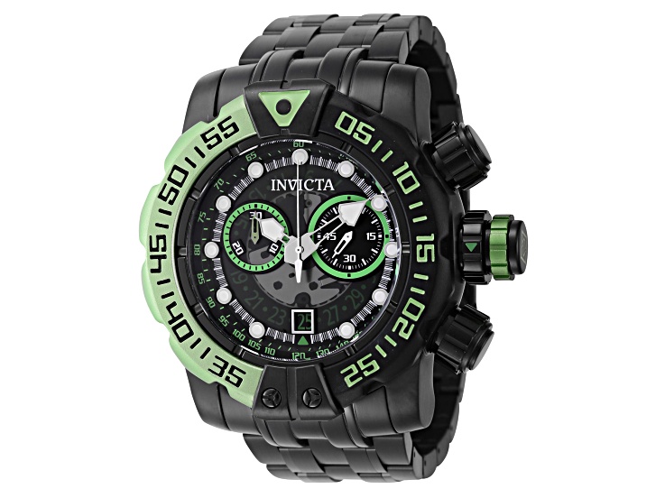 Invicta Sea Hunter 57mm Green and Black Bezel Black Stainless